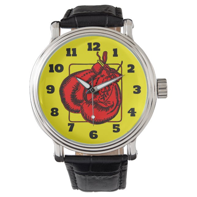 Red Boxing Gloves Illustration Watch (Front)