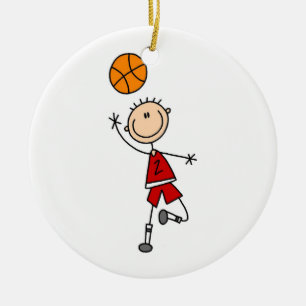 Red Boy Basketball Player t-shirts and Gifts Ceramic Tree Decoration