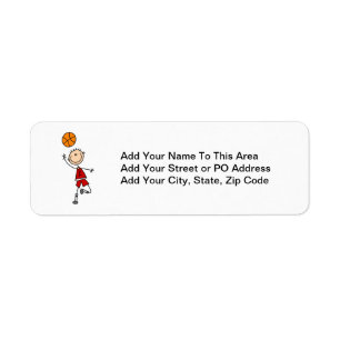Red Boy Basketball Player t-shirts and Gifts Return Address Label