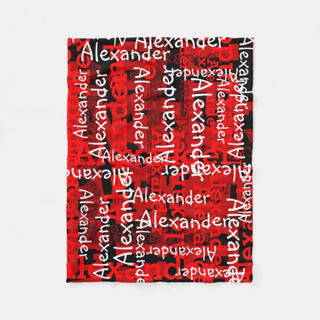 Red Boy's All-over Name Collage Personalised Fleece Blanket (Front)