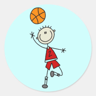 Red Boys Basketball T-shirts and Gifts Classic Round Sticker
