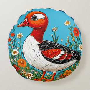 Red breasted goose Bird Wildlife Decorative Round Cushion