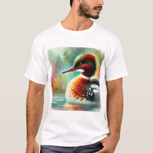 Red Breasted Merganser 290824AREF103 - Watercolor T-Shirt