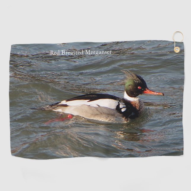 Red Breasted Merganser golf towel (Horizontal)