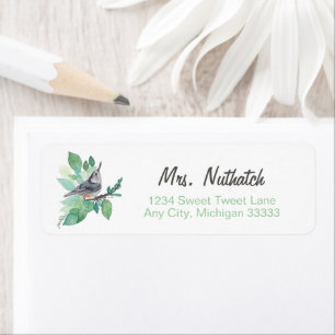Red Breasted Nuthatch Bird Art Return Address Label