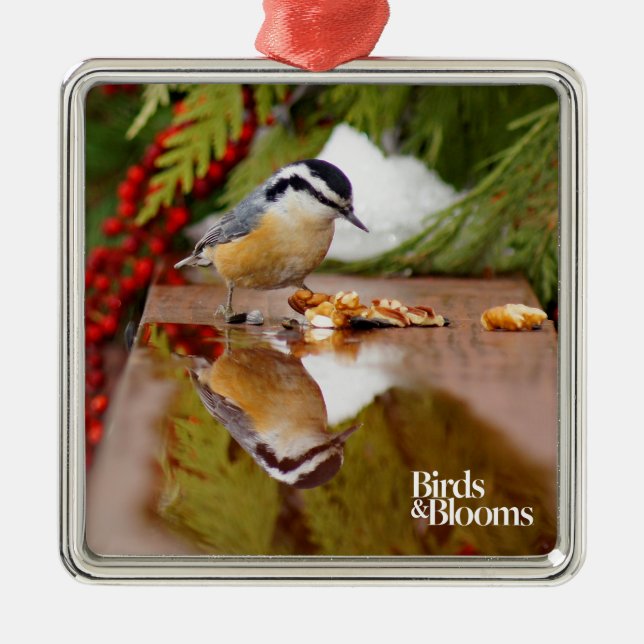 Red-breasted Nuthatch Metal Tree Decoration (Front)