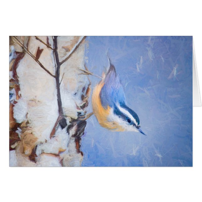 Red-Breasted Nuthatch Painting Original Bird Art (Front Horizontal)
