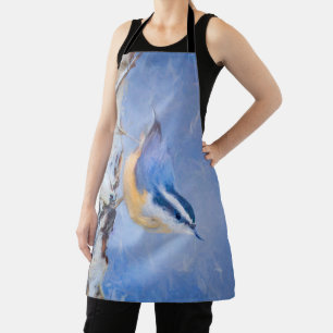Red-Breasted Nuthatch Painting Original Bird Art Apron
