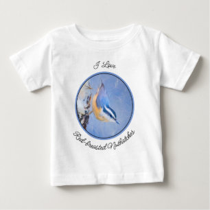 Red-Breasted Nuthatch Painting Original Bird Art Baby T-Shirt
