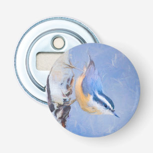 Red-Breasted Nuthatch Painting Original Bird Art Bottle Opener
