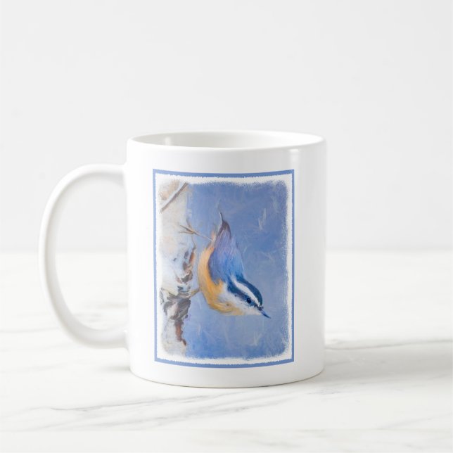 Red-Breasted Nuthatch Painting Original Bird Art Coffee Mug (Left)