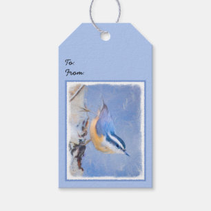 Red-Breasted Nuthatch Painting Original Bird Art Gift Tags