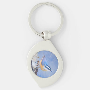Red-Breasted Nuthatch Painting Original Bird Art Key Ring