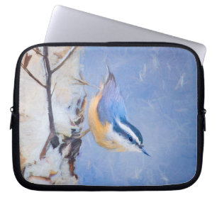 Red-Breasted Nuthatch Painting Original Bird Art Laptop Sleeve