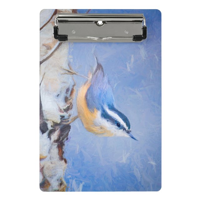 Red-Breasted Nuthatch Painting Original Bird Art Mini Clipboard (Front)