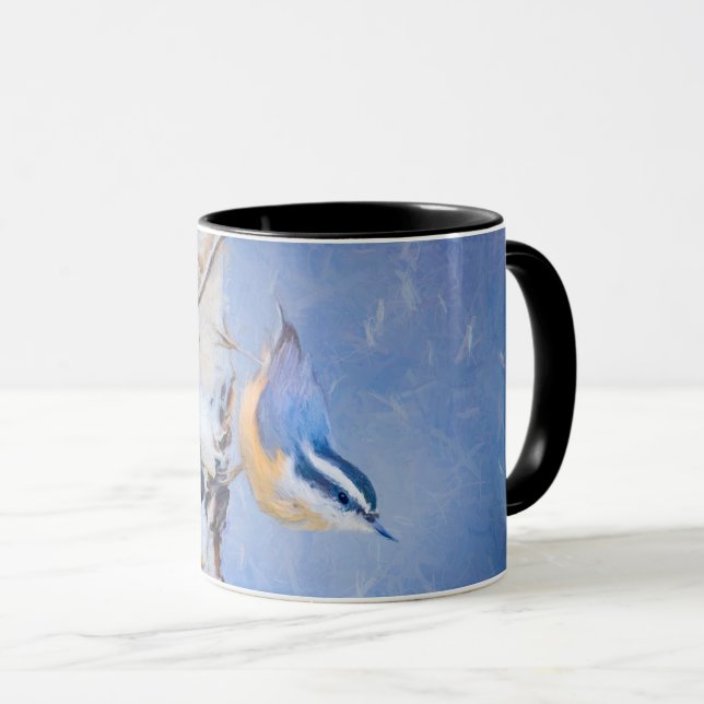 Red-Breasted Nuthatch Painting Original Bird Art Mug (Front Right)
