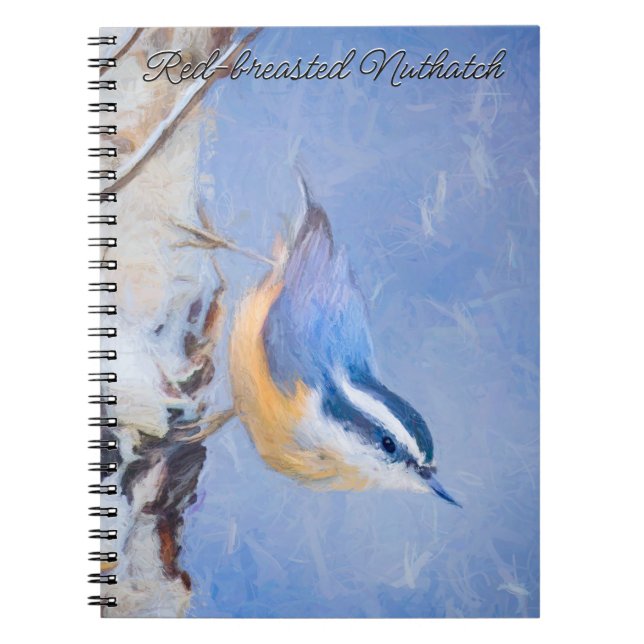 Red-Breasted Nuthatch Painting Original Bird Art Notebook (Front)