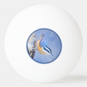 Red-Breasted Nuthatch Painting Original Bird Art Ping Pong Ball