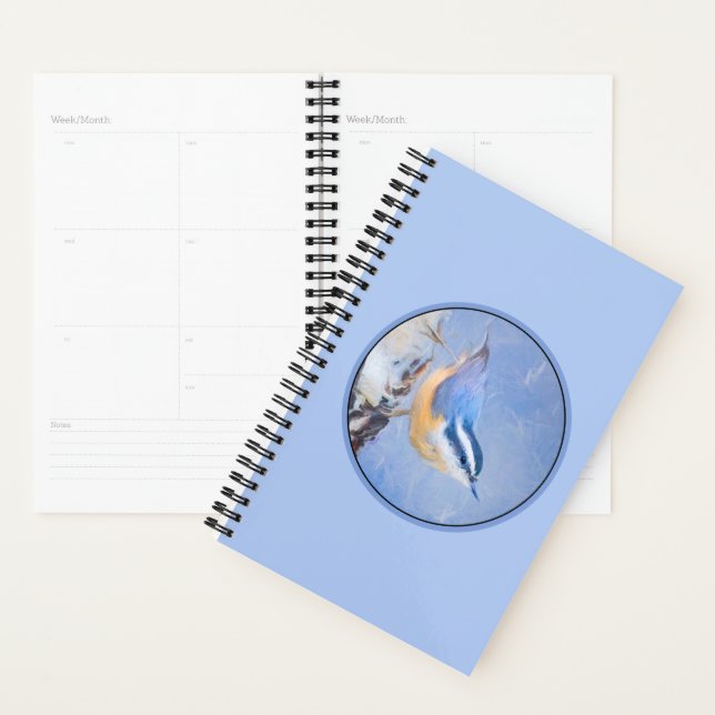 Red-Breasted Nuthatch Painting Original Bird Art Planner (Display)