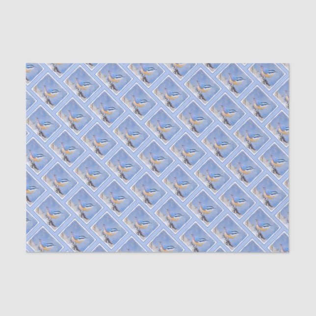 Red-Breasted Nuthatch Painting Original Bird Art Tissue Paper (Front)