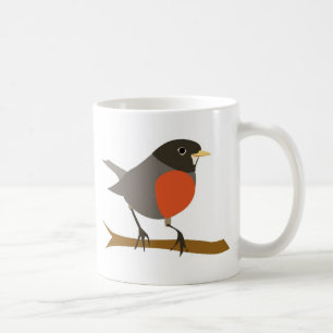 Red Breasted Robin on Branch Coffee Mug