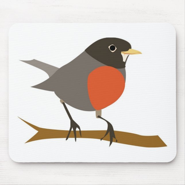 Red Breasted Robin on Branch Mouse Pad (Front)