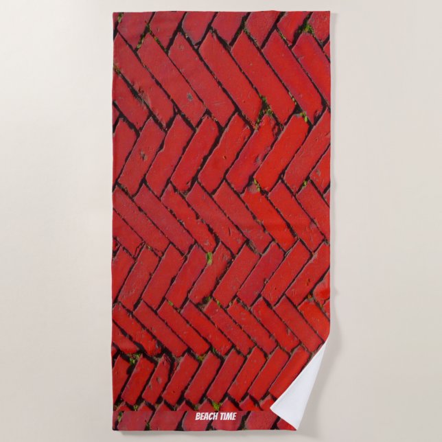 Red Brick Chevron  Beach Towel (Front)