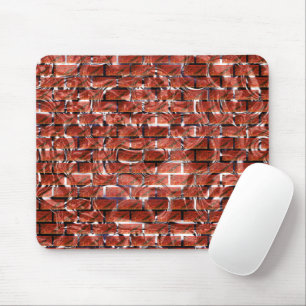 Red brick effect over drawing of metallic circles mouse pad