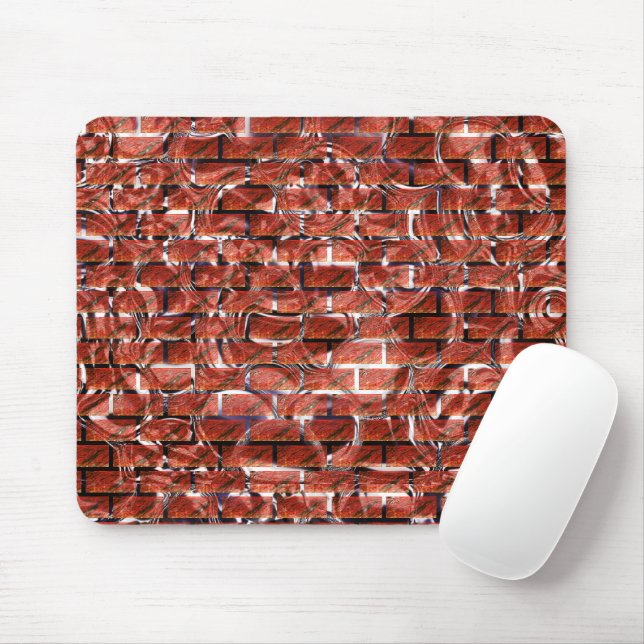 Red brick effect over drawing of metallic circles  mouse pad (With Mouse)