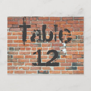 Red Brick Graffiti Reception Table Numbers Postcard