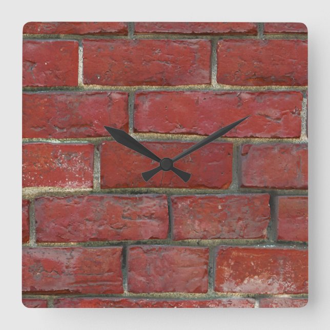 Red Brick Urban Modern Square Wall Clock (Front)