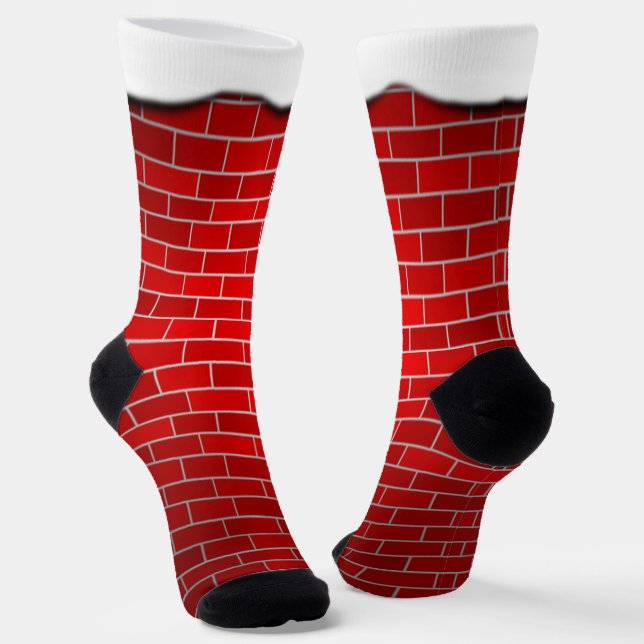 Red Brick w Snow Drift Christmas Socks (Angled)