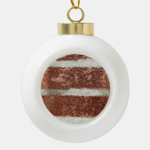 Red Brick Wall Concrete Cement Texture Ceramic Ball Christmas Ornament