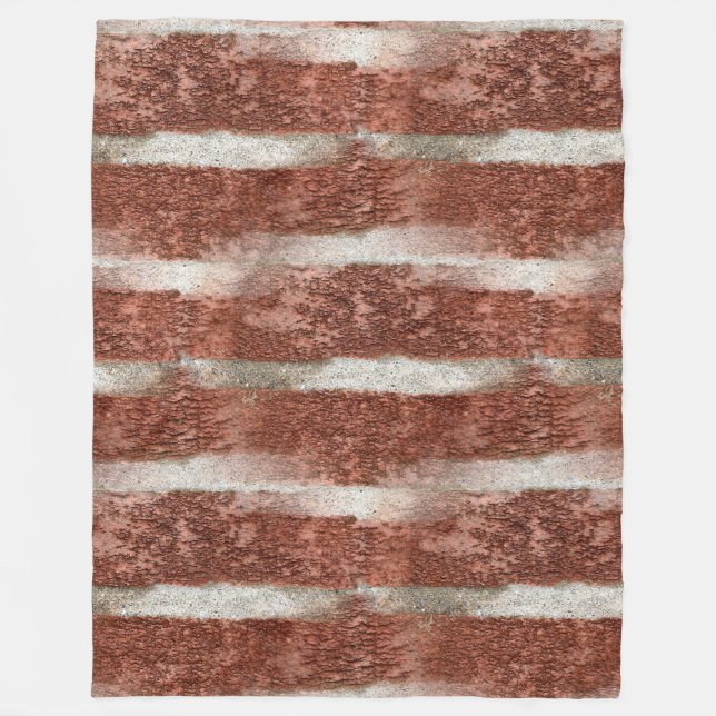 Red Brick Wall Concrete Cement Texture Fleece Blanket (Front)
