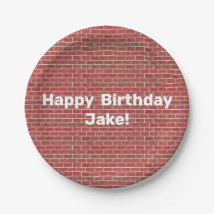 Red Brick Wall Customizable Paper Plate