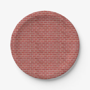 Red Brick Wall Mug Paper Plate