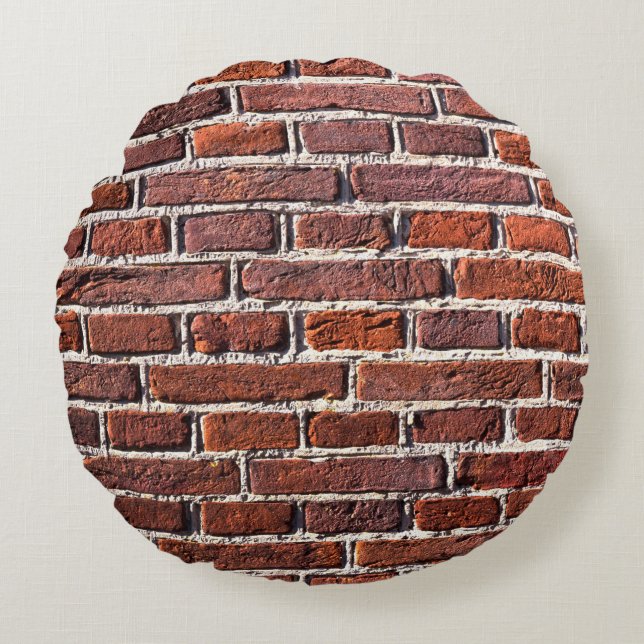 Red brick wall stone bricks masonry round cushion (Front)