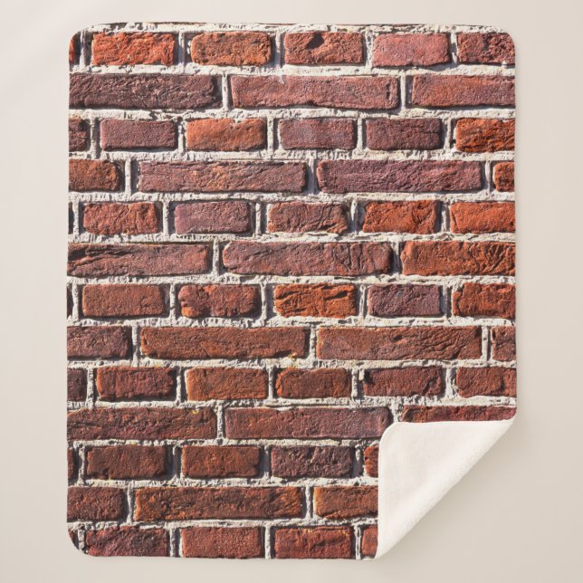 Red brick wall stone bricks masonry sherpa blanket (Front)