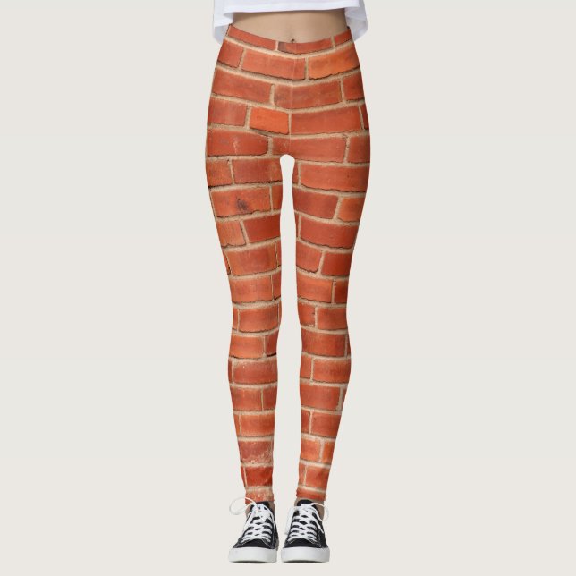 Red Brick Wall Texture Background Leggings (Front)