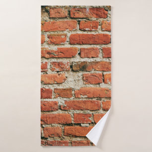 Red brick wall texture grunge background. Abstract Bath Towel
