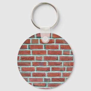 Red Brick Wall With White Line Pattern Key Ring