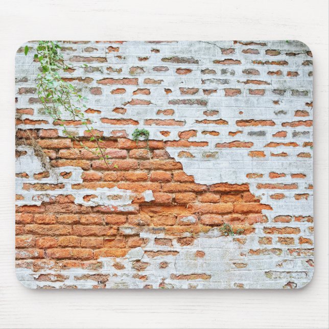 red brick wall with white painting mouse pad (Front)