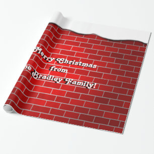 Red Brick with Snow Drift - Snowy Top Wrapping Paper