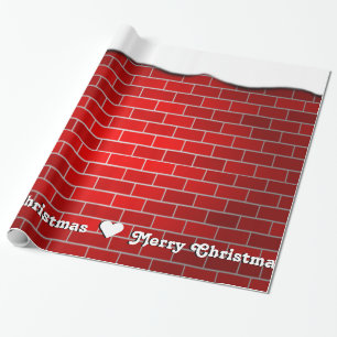 Red Brick with Snow Drift - Snowy Top Wrapping Paper