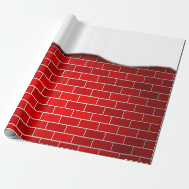 Red Brick with Snow Drift Wrapping Paper (Unrolled)