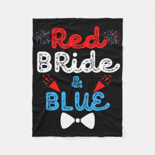 Red Bride And Groom Funny Wedding Marriage Party 4 Fleece Blanket