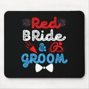Red Bride And Groom Funny Wedding Marriage Party 4 Mouse Pad