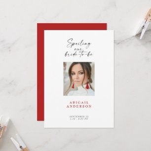 Red Bride Photo Bridal Shower Invitation