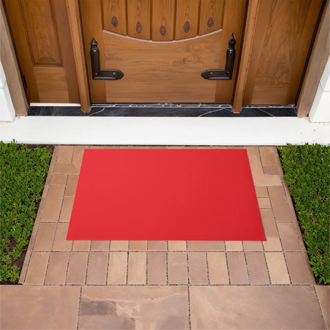 Red, bright red, solid colour doormat (Outdoor)