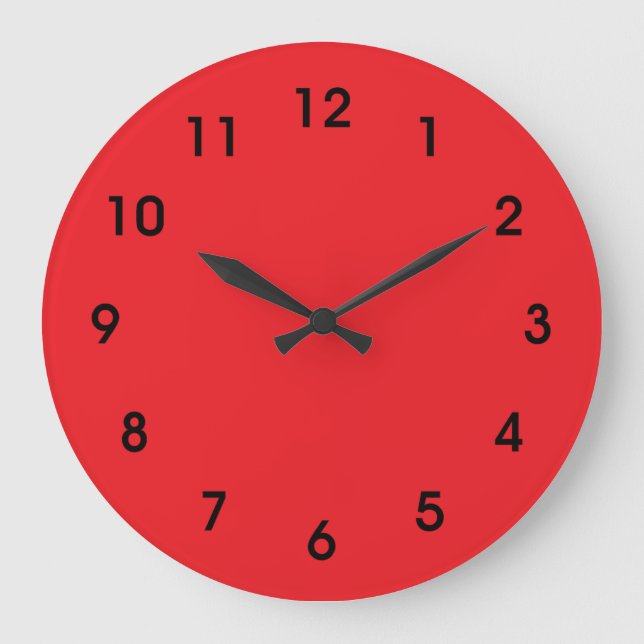 Red, bright red, solid colour large clock (Front)